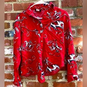Roughrider Red cowboy pattern button up